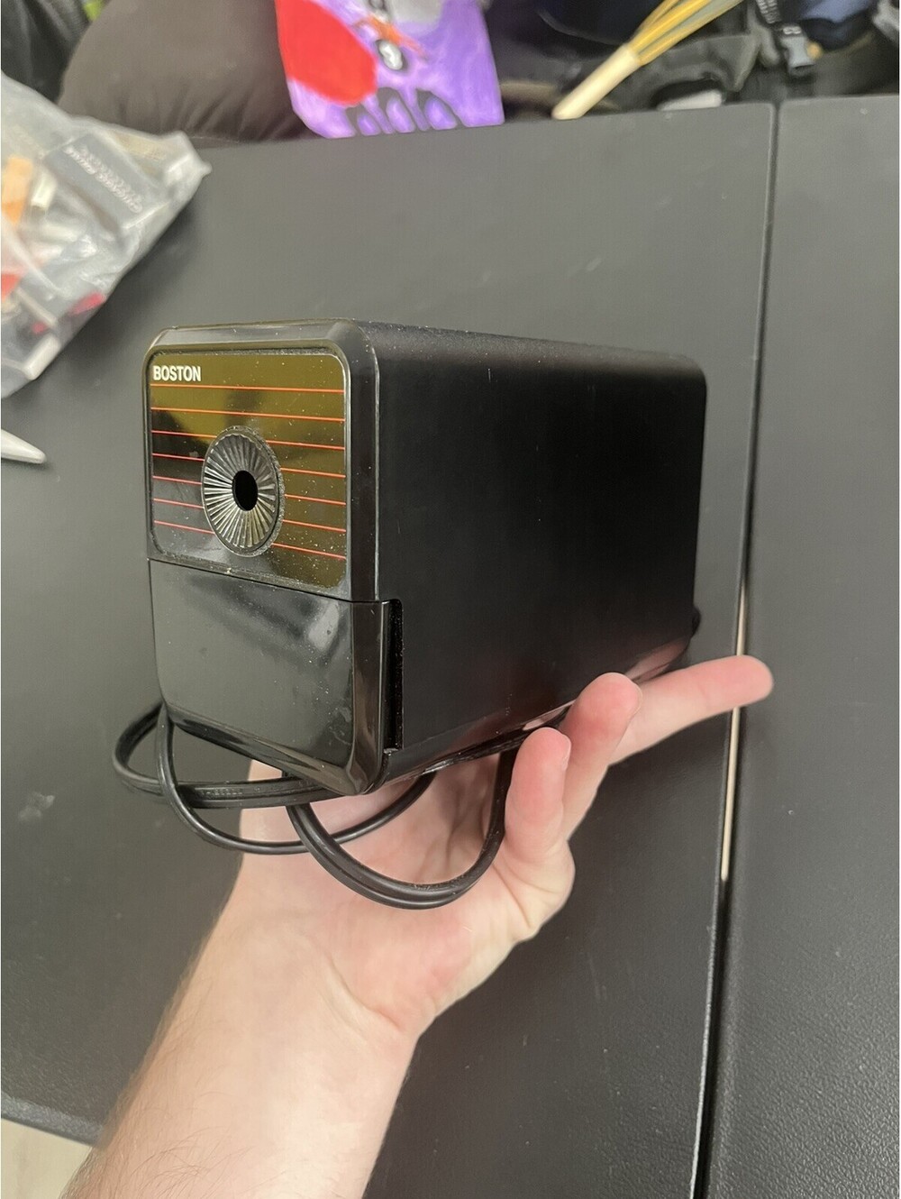 Boston Electric Pencil Sharpener Vintage Desk Model Working Tested Black